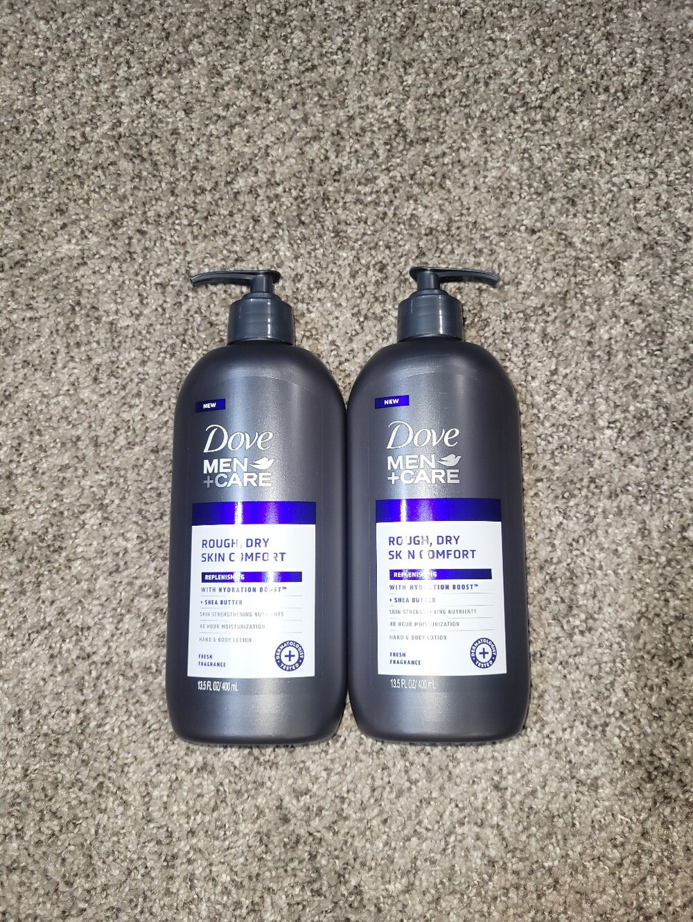 (2) Dove Men+Care Rough Dry Skin Comfort Replenishing Hand & Body Lotion 13.5 oz